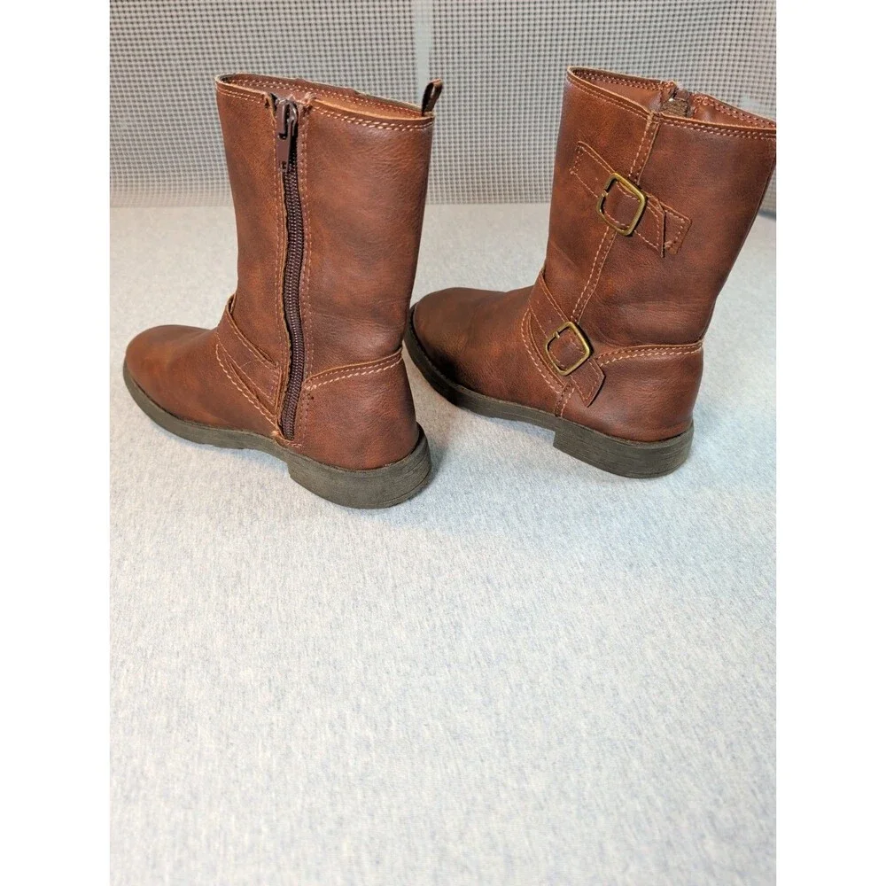 Carters Girls Erica/Lumi Brown Faux Leather Mid-Calf Riding Boots Size 1M